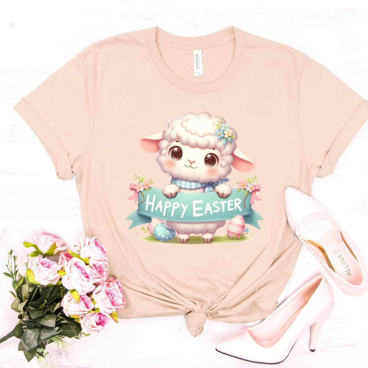 Easter Lamb T-Shirt High Quality Cute Easter Day Shirt Happy Easter Spring Celebration Tee Gift for Her Kids Easter Shirt Sheep Lover - Everything Pixel
