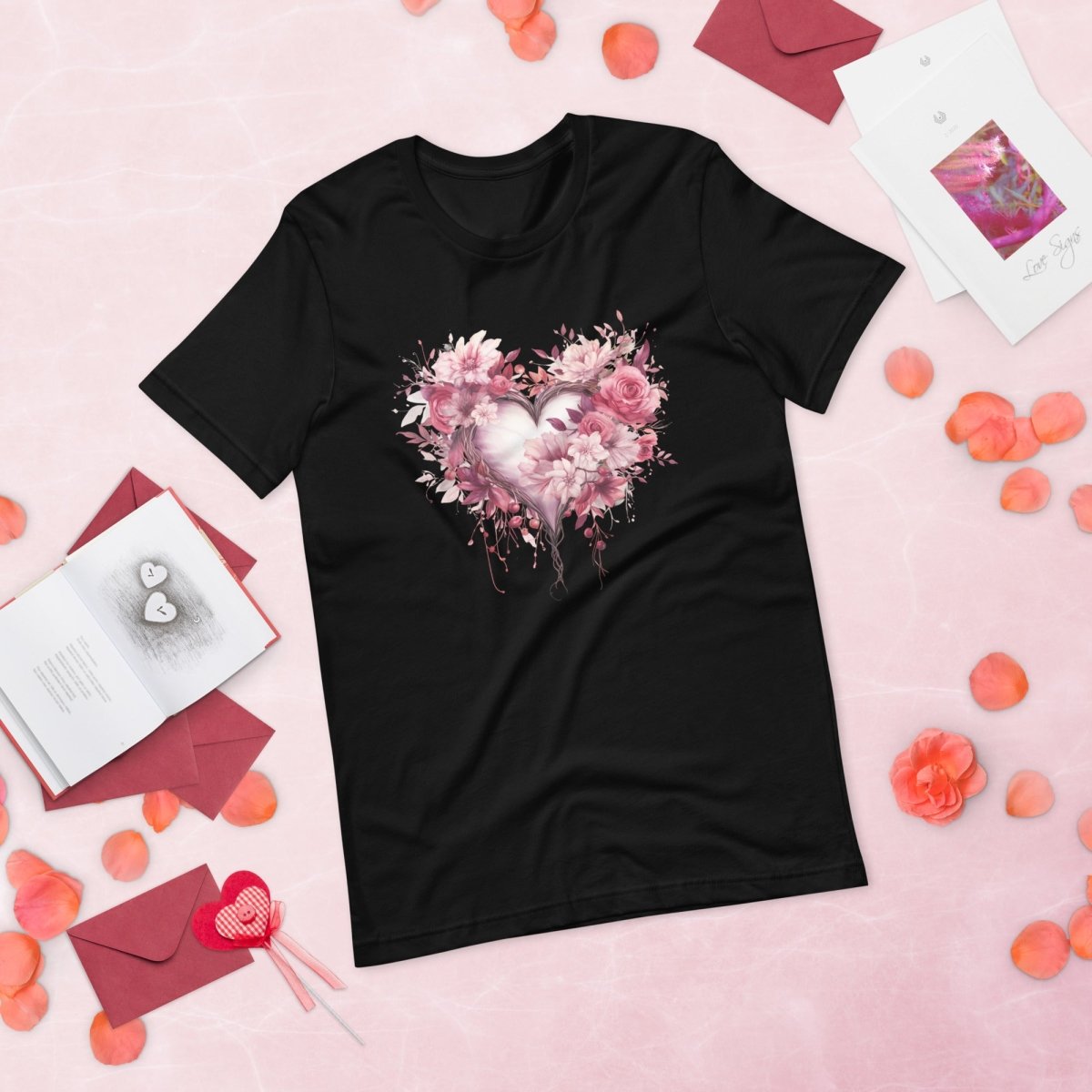 Flower Heart T-Shirt High Quality Floral Heart Valentines Day Shirt Love Gift for Her Love Tee Anniversary Shirt Cute Heart Tee Love Shirt - Everything Pixel
