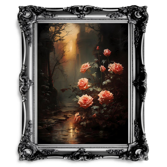 Forgotten Rose Garden Romantic Lost Place Wall Decor - Paper Poster Print - Everything Pixel