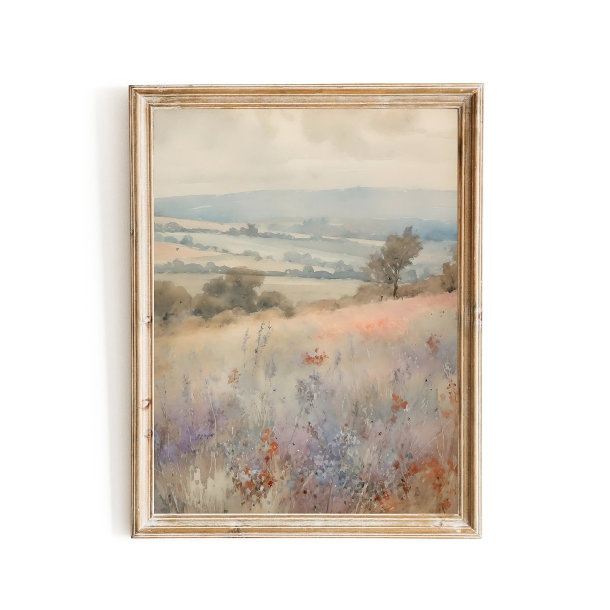 French Lavender Wildflower Meadow Wall Art French Valley with Rolling Hills - Everything Pixel