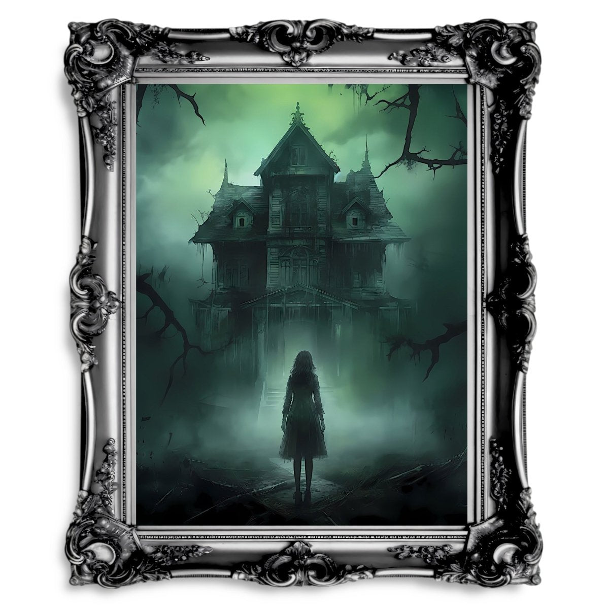 Ghost Girl at Abandoned Mansion Dark Academia Gothic Retro Ghost - Everything Pixel