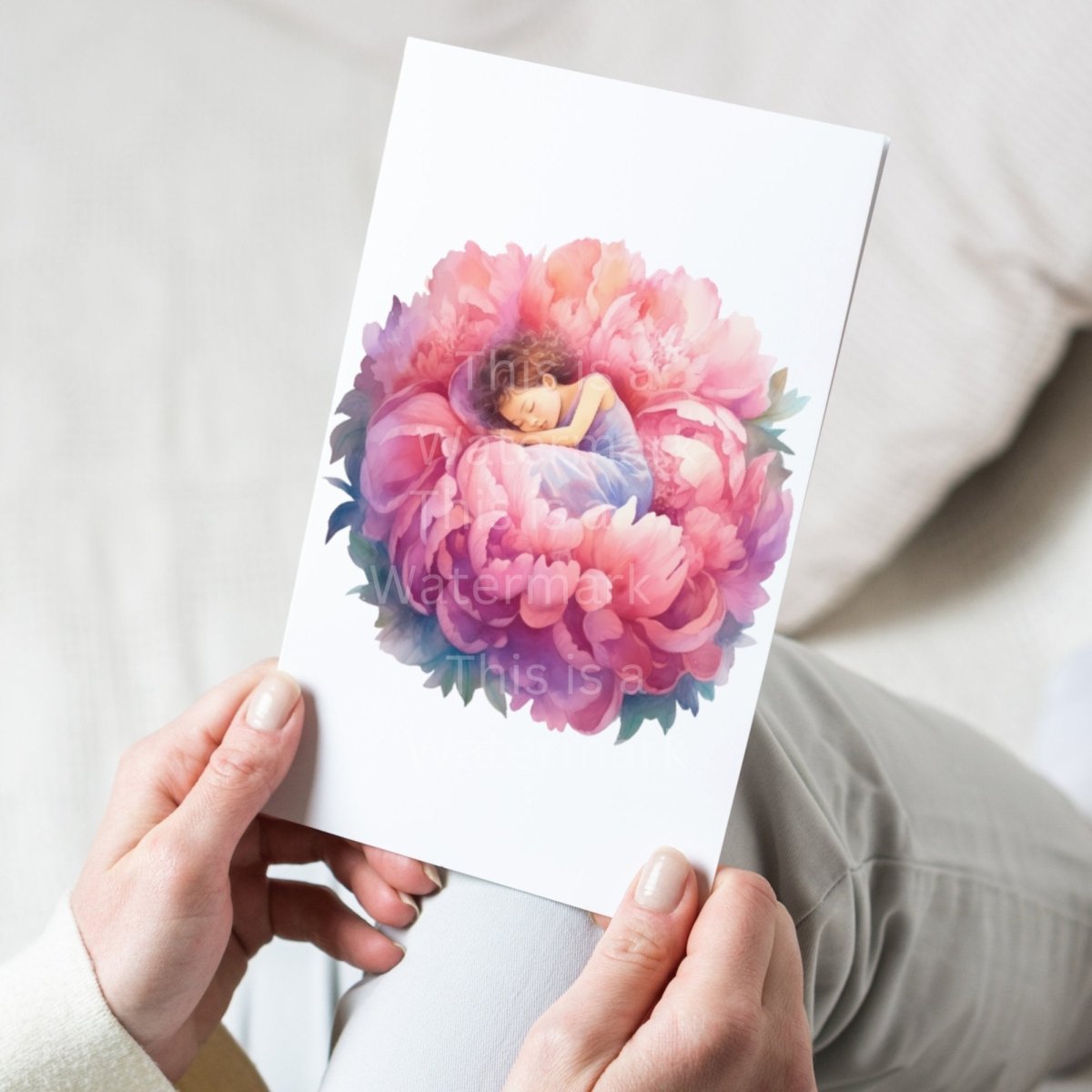 Girl sleeping inside Peony 6x PNG Clip Art Bundle Sublimation Design Nursery Art Card Crafting T-Shirt Fairycore Clipart Children Book - Everything Pixel