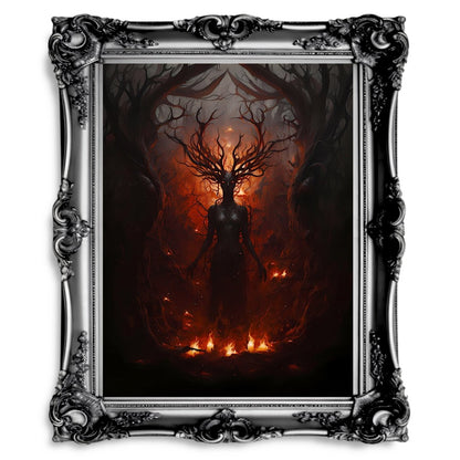 Goddess of Fire Dark Witchcraft Dark Academia Dark Aesthetic Painting - Paper Poster Print - Everything Pixel
