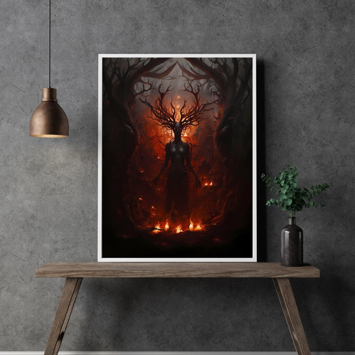 Goddess of Fire Dark Witchcraft Wall Art Dark Academia Print Dark Aesthetic Room Decor Gothic Occult Artwork Fire Demon Poster Paper Poster Print - Everything Pixel
