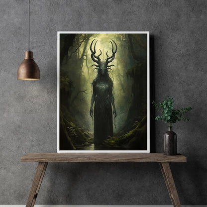 Goddess of Forest Dark Cottagecore Wall Art Vintage Dark Academia Print Dark Aesthetic Room Decor Gothic Occult Witchcraft Print Paper Poster Print - Everything Pixel
