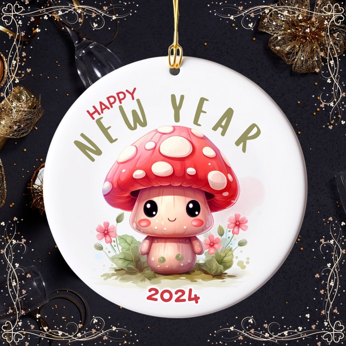 Good Luck Ornament - Custom Ceramic Lucky Charm Ornament, Gift for New Year Party, Good Luck Wishes for New Year, Happy New Year Keepsake - Everything Pixel