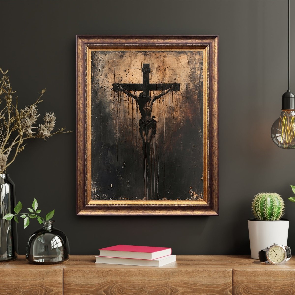 Gothic Crucifixion of Christ - Dark Grunge Wall Art Print - Everything Pixel