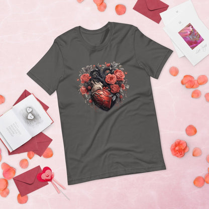 Gothic Heart T-Shirt High Quality Floral Heart Valentines Day Shirt Love Gift for Her Love Tee Gothic Heart Tee Love Shirt Dark Love - Everything Pixel