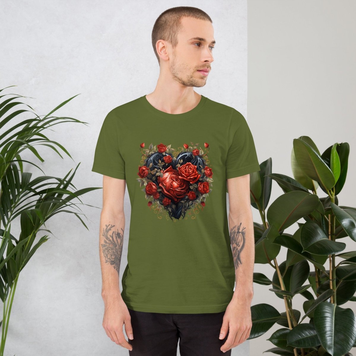 Gothic Heart T-Shirt High Quality Rose Heart Valentines Day Shirt Love Gift for Her Love Tee Gothic Heart Tee Love Shirt Dark Love - Everything Pixel