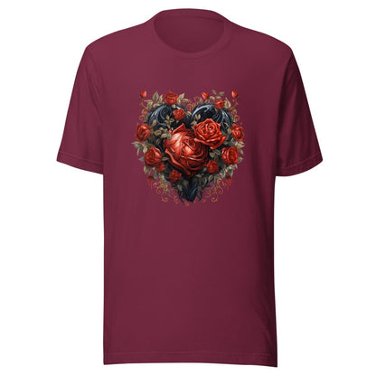 Gothic Heart T-Shirt High Quality Rose Heart Valentines Day Shirt Love Gift for Her Love Tee Gothic Heart Tee Love Shirt Dark Love - Everything Pixel