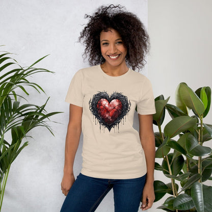 Gothic Metal Heart T-Shirt High Quality Rose Heart Valentines Day Shirt Love Gift for Her Love Tee Gothic Heart Tee Love Shirt Dark Love - Everything Pixel