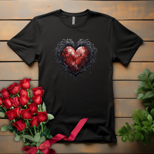 Gothic Metal Heart T-Shirt High Quality Rose Heart Valentines Day Shirt Love Gift for Her Love Tee Gothic Heart Tee Love Shirt Dark Love - Everything Pixel