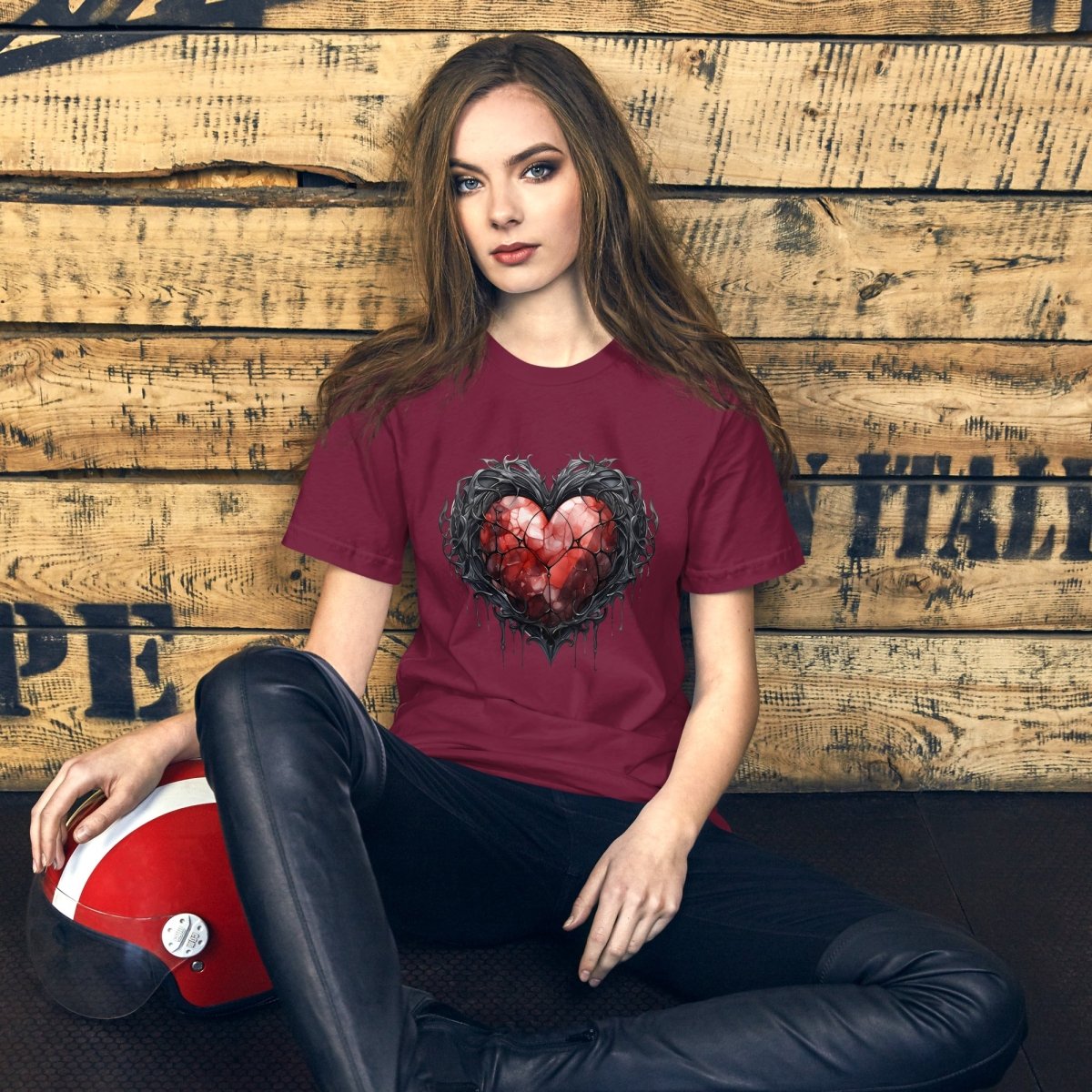 Gothic Metal Heart T-Shirt High Quality Rose Heart Valentines Day Shirt Love Gift for Her Love Tee Gothic Heart Tee Love Shirt Dark Love - Everything Pixel