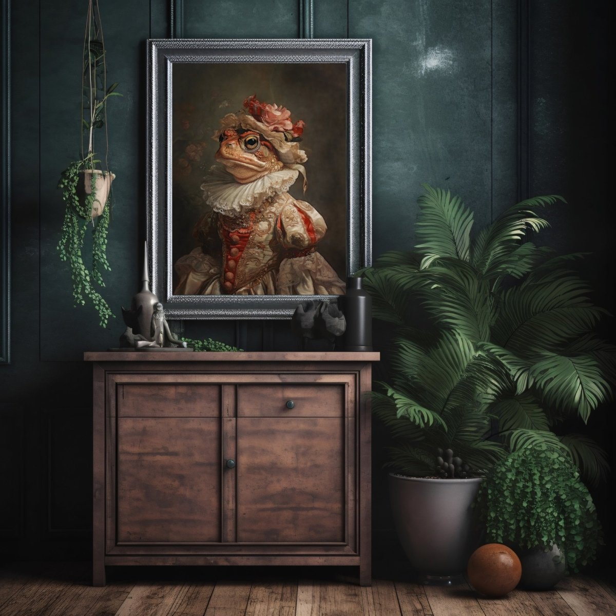 Gothic Royal Toad Baroque Portrait Wall Art Print - Everything Pixel