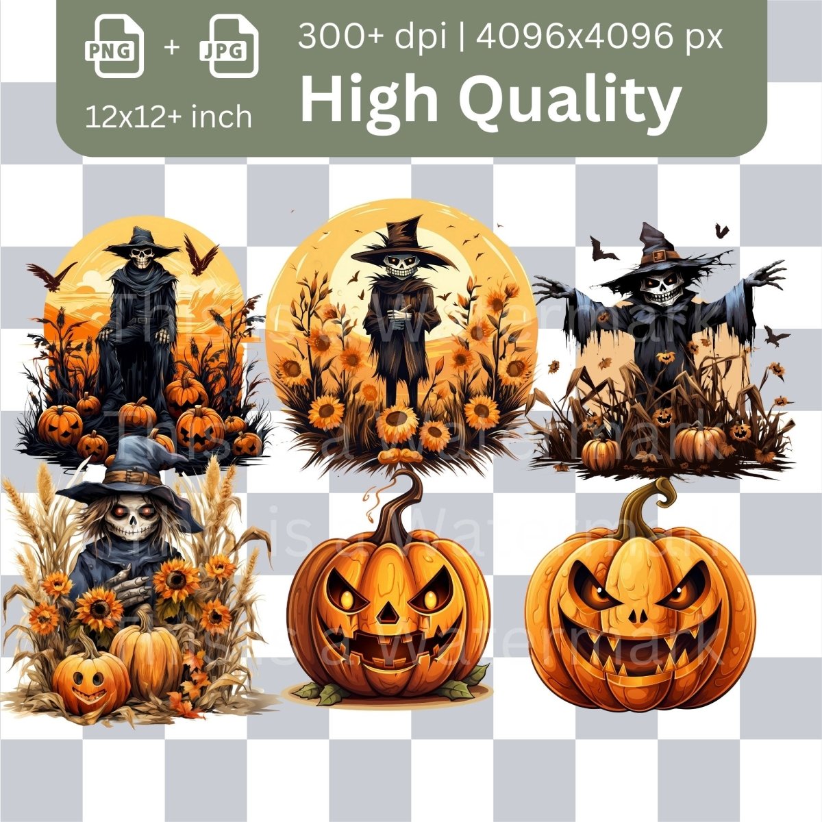 Halloween Cliparts 35+35 PNG Bundle Halloween Invitation Card Design Paper Crafting Book Clipart Sublimation Clip Art Scrapbook Graphics - Everything Pixel