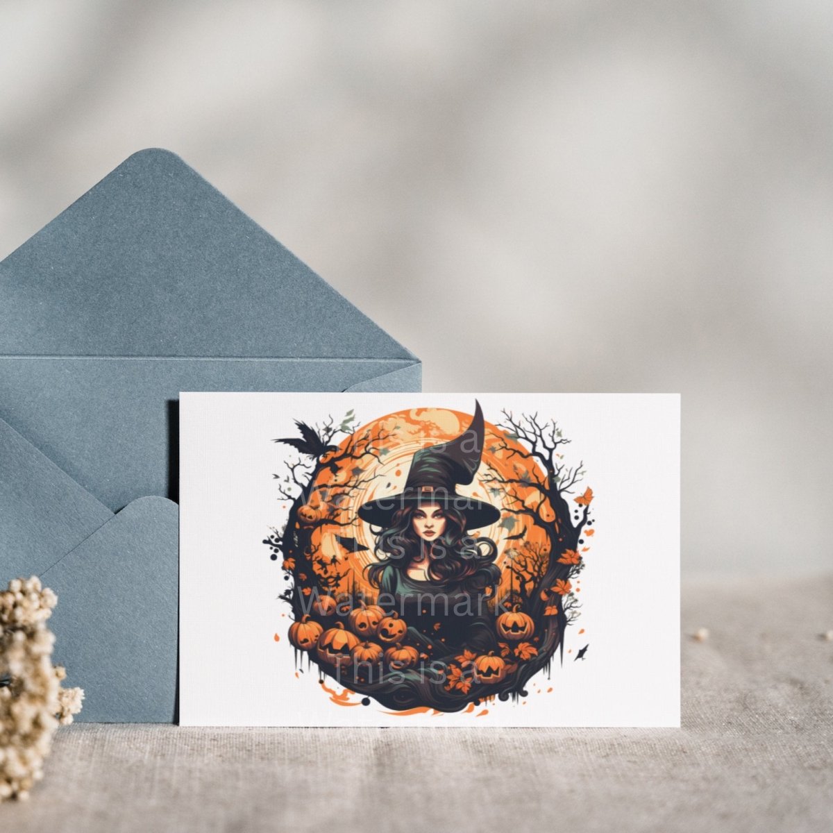 Halloween Witch Portrait 7+7 PNG Clipart Bundle Halloween Invitation Card Design Paper Crafting Book Clip Art Mystical Full Moon Graphics - Everything Pixel