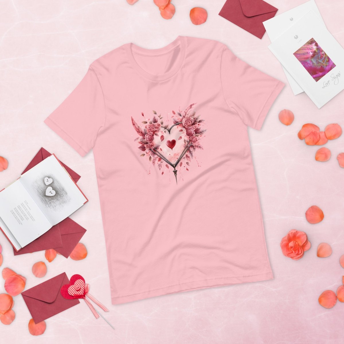 Heart T-Shirt High Quality Floral Heart Valentines Day Shirt Love Gift for Her Love Tee Anniversary Shirt Cute Heart Tee Love Shirt - Everything Pixel