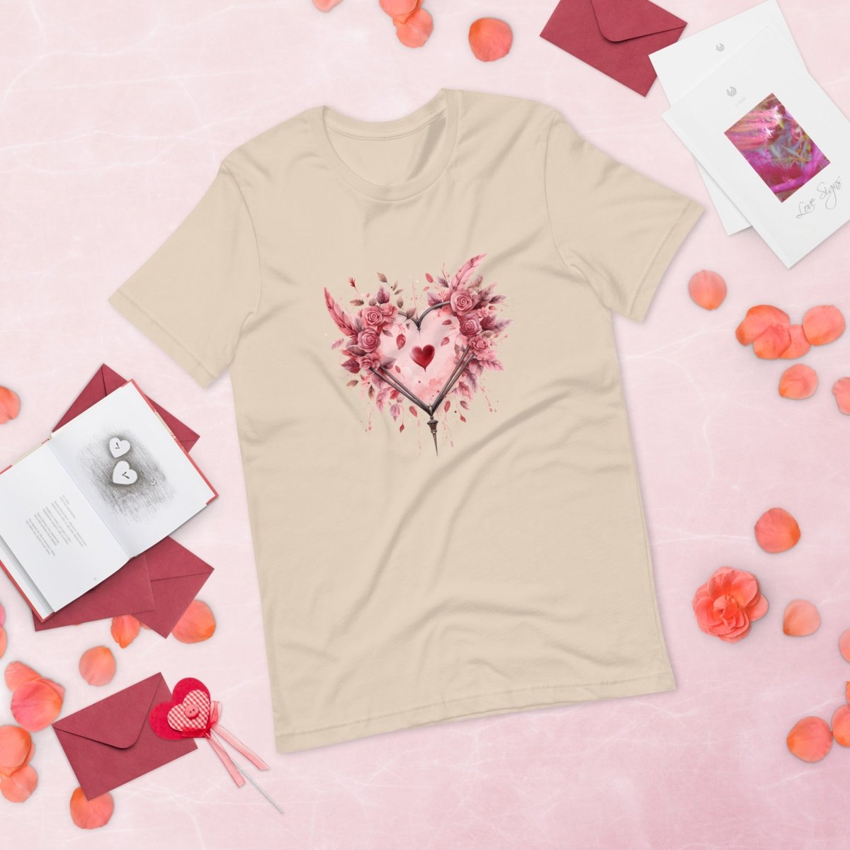 Heart T-Shirt High Quality Floral Heart Valentines Day Shirt Love Gift for Her Love Tee Anniversary Shirt Cute Heart Tee Love Shirt - Everything Pixel