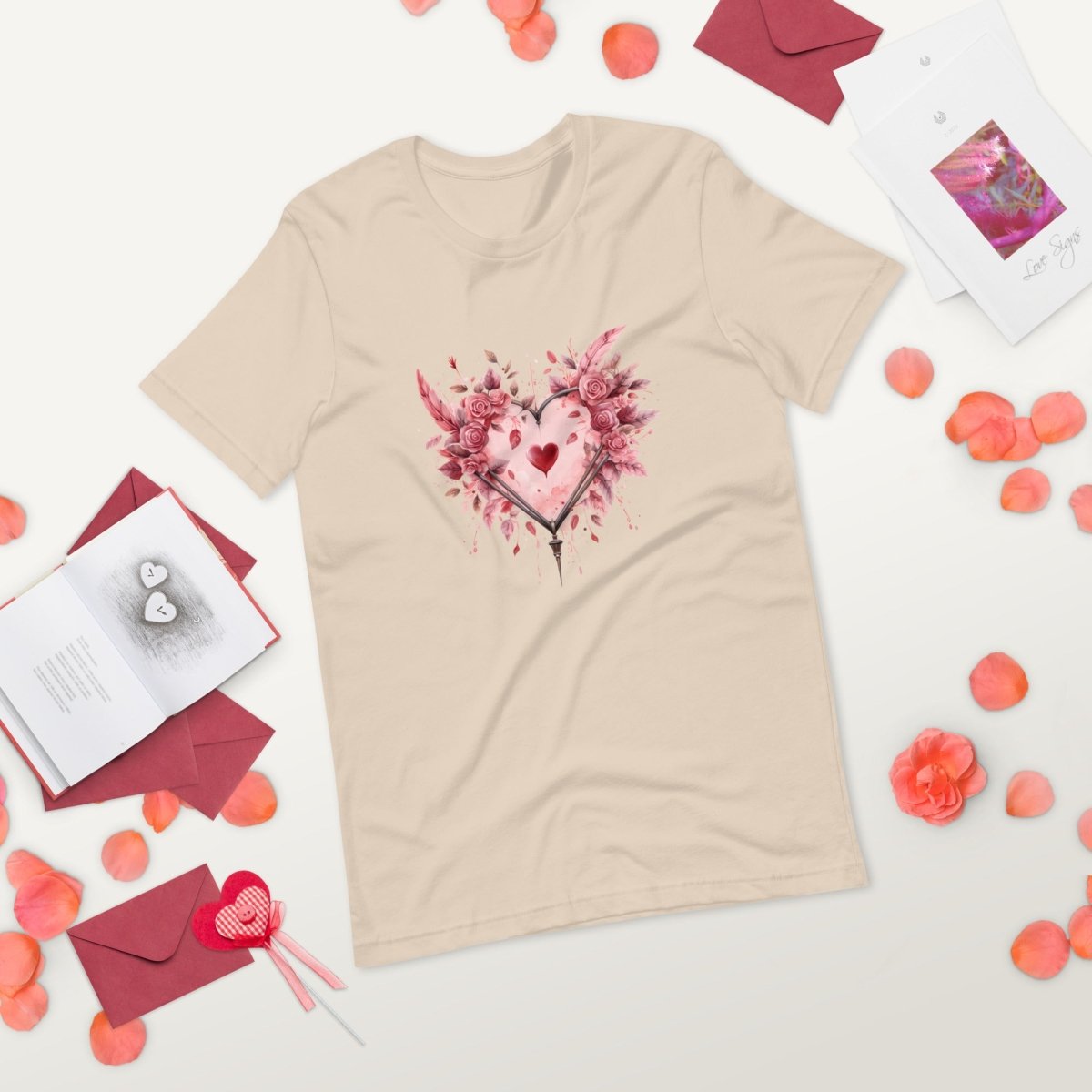 Heart T-Shirt High Quality Floral Heart Valentines Day Shirt Love Gift for Her Love Tee Anniversary Shirt Cute Heart Tee Love Shirt - Everything Pixel