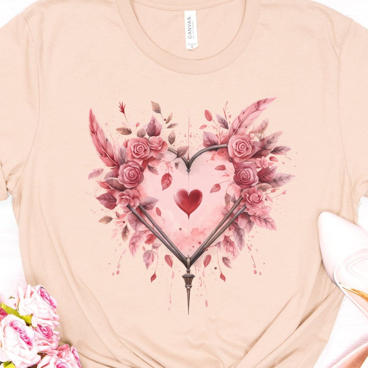 Heart T-Shirt High Quality Floral Heart Valentines Day Shirt Love Gift for Her Love Tee Anniversary Shirt Cute Heart Tee Love Shirt - Everything Pixel