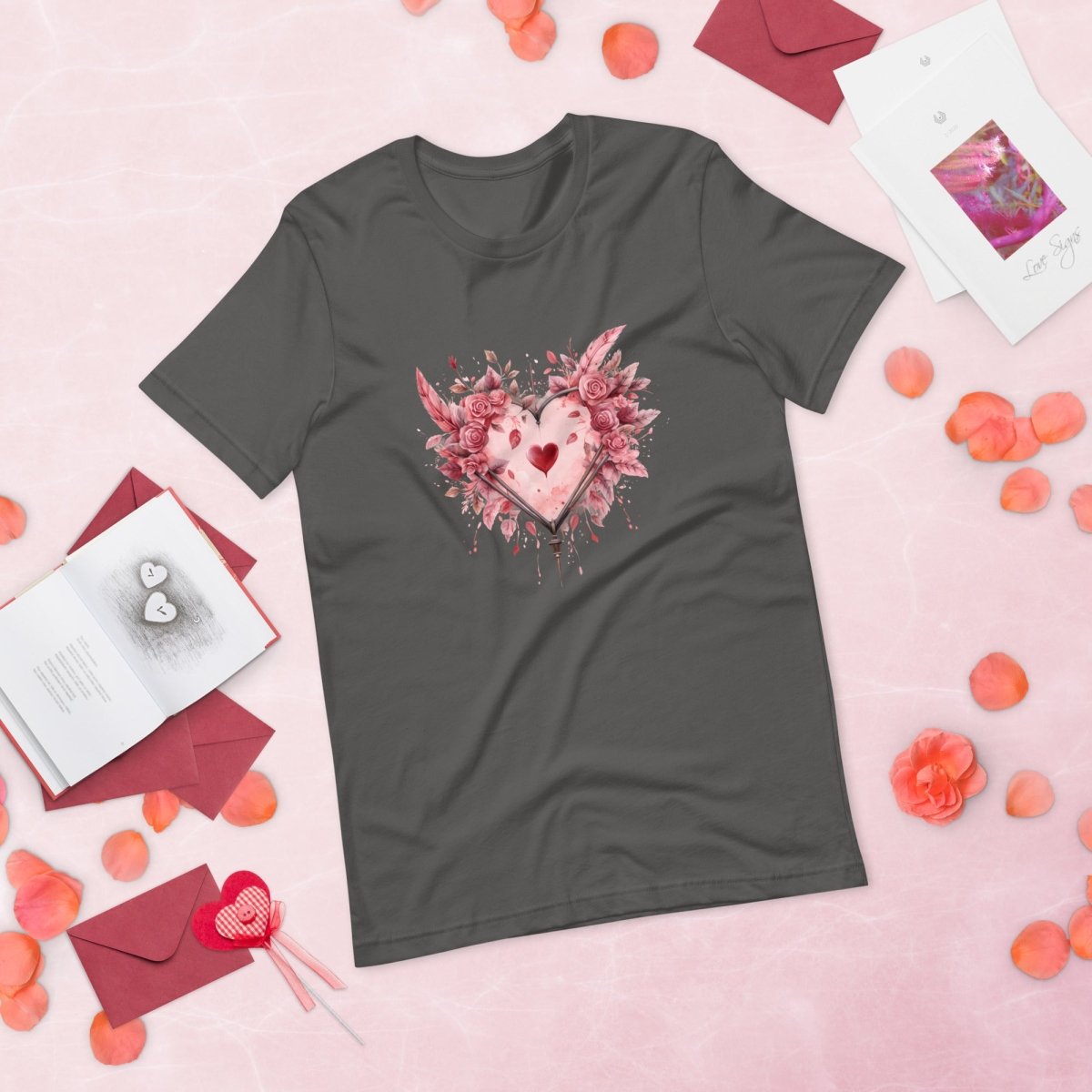 Heart T-Shirt High Quality Floral Heart Valentines Day Shirt Love Gift for Her Love Tee Anniversary Shirt Cute Heart Tee Love Shirt - Everything Pixel