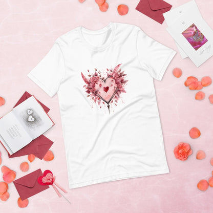 Heart T-Shirt High Quality Floral Heart Valentines Day Shirt Love Gift for Her Love Tee Anniversary Shirt Cute Heart Tee Love Shirt - Everything Pixel