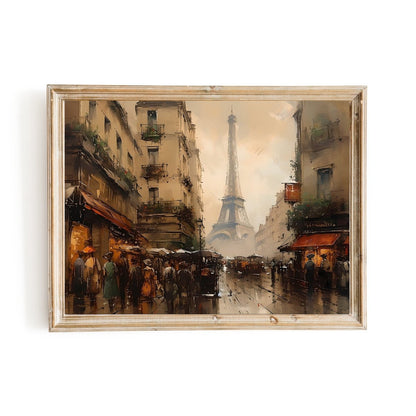 Historic Paris Street 19th Century Vintage Wall Art Cityscape Nostalgia Artwork - Everything Pixel
