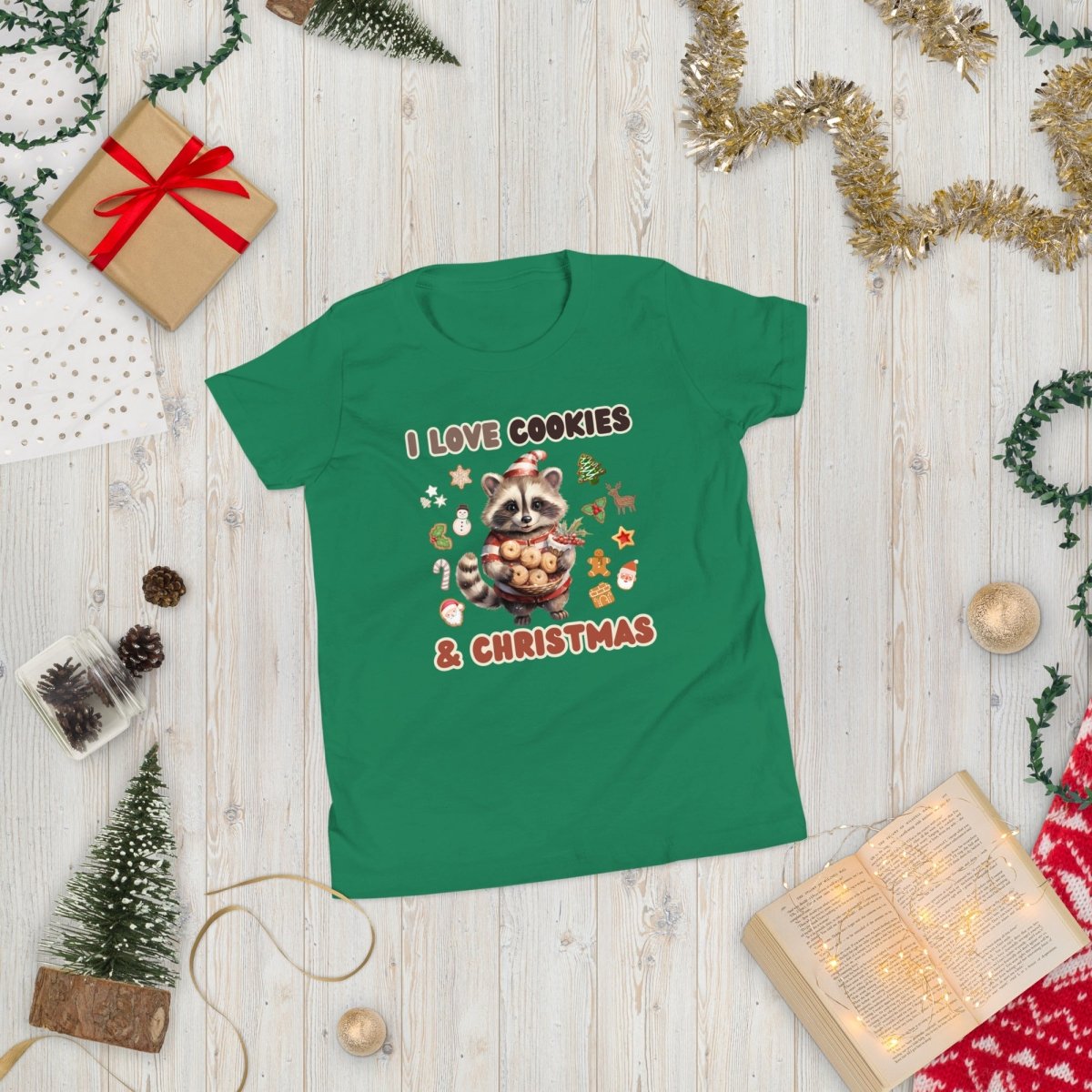 I love Christmas Cookies T-Shirt - High Quality Funny Teenager T-Shirt, Holiday Shirt, Youth Christmas Vacation Tee, Cute Raccoon Tee - Everything Pixel