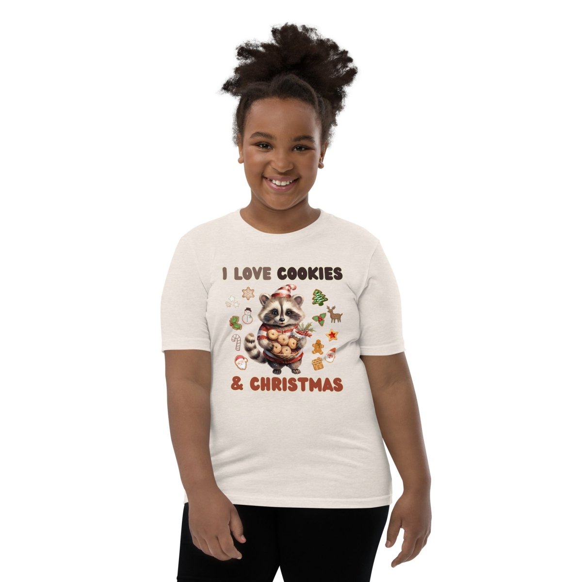 I love Christmas Cookies T-Shirt - High Quality Funny Teenager T-Shirt, Holiday Shirt, Youth Christmas Vacation Tee, Cute Raccoon Tee - Everything Pixel