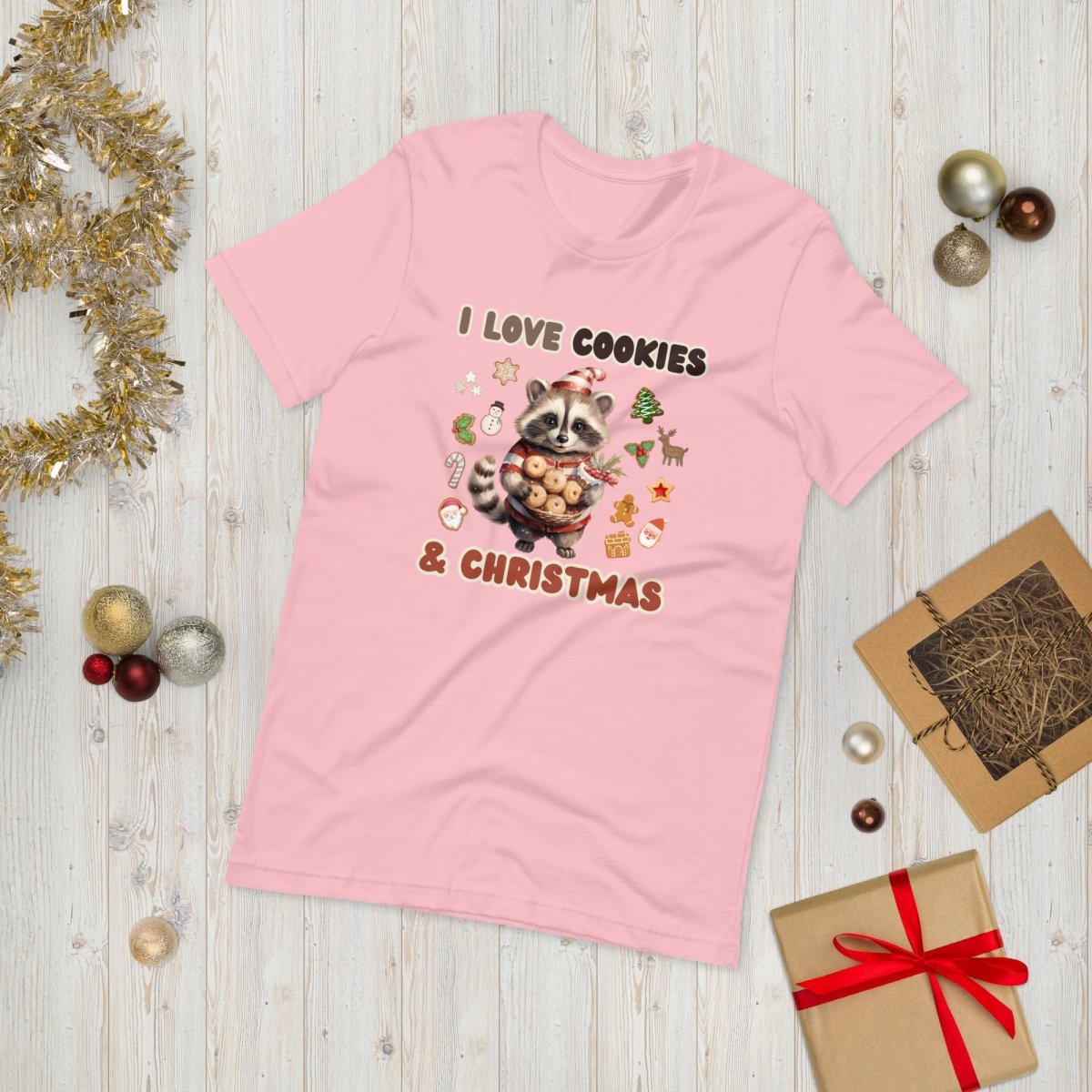 I love Christmas Cookies T-Shirt - High Quality Funny Unisex T-Shirt, Holiday Shirt, Christmas Vacation Tee, Cute Raccoon Tee - Everything Pixel