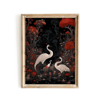 Japanese Crane Art Vintage Japanese Wall Art Oriental Bird Artwork - Everything Pixel