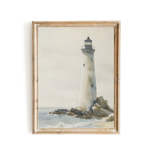 Lighthouse Print nautical painting coastal art - Everything Pixel