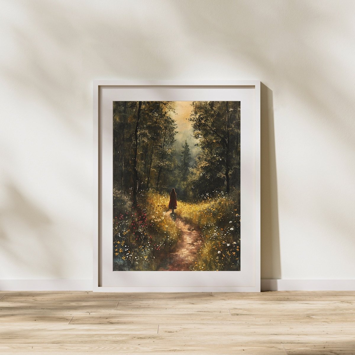 Little Red Riding Hood in Spring Woodland - Vintage Wall Art Print - Everything Pixel