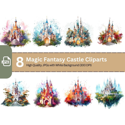 Magic Fantasy Castle 8x JPG Clip Art Bundle - Everything Pixel