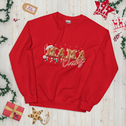 Mama Claus Christmas Pullover - High Quality Funny Unisex Sweater, Gingerbread Letters Shirt Sweatshirt, Christmas Vacation Pullover - Everything Pixel