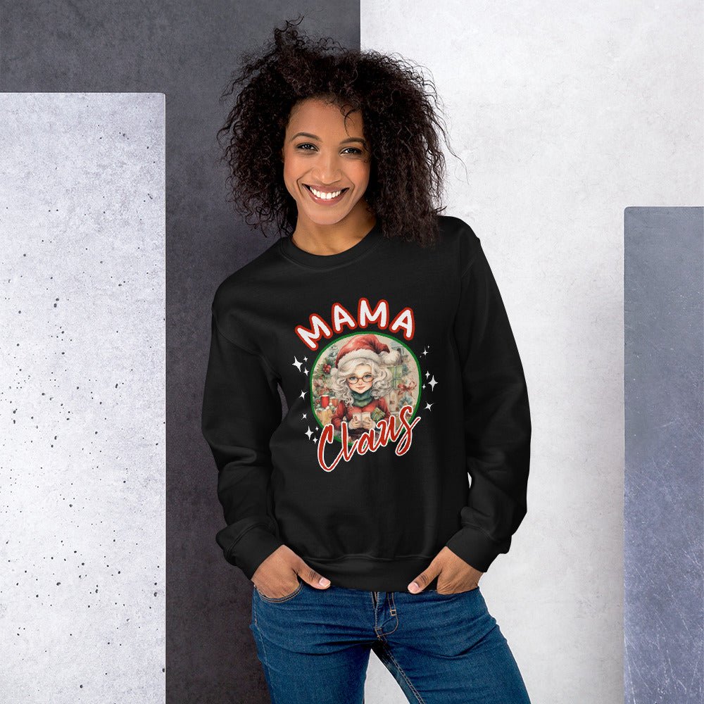 Mama Claus Christmas Pullover - High Quality Funny Unisex Sweater, Santa Mama Holiday Design, Christmas Vacation Pullover, Family Pullover - Everything Pixel