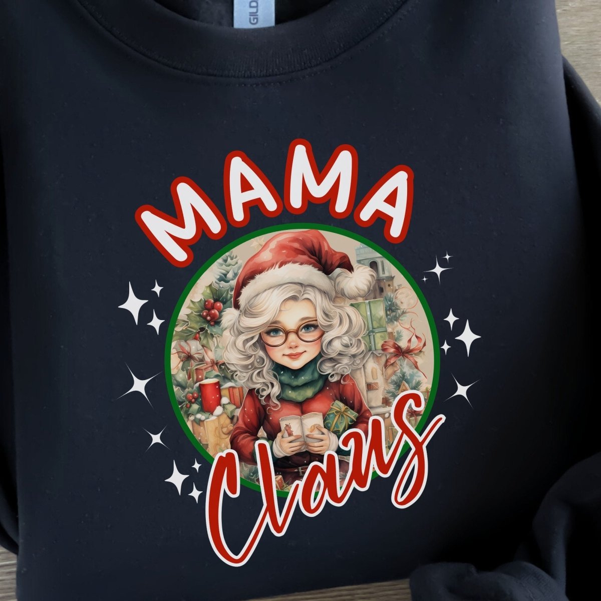 Mama Claus Christmas Pullover - High Quality Funny Unisex Sweater, Santa Mama Holiday Design, Christmas Vacation Pullover, Family Pullover - Everything Pixel