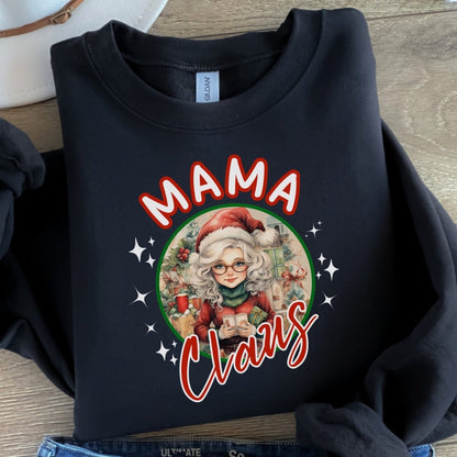 Mama Claus Christmas Pullover - High Quality Funny Unisex Sweater, Santa Mama Holiday Design, Christmas Vacation Pullover, Family Pullover - Everything Pixel