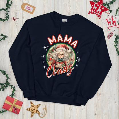 Mama Claus Christmas Pullover - High Quality Funny Unisex Sweater, Santa Mama Holiday Design, Christmas Vacation Pullover, Family Pullover - Everything Pixel