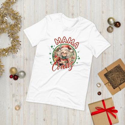 Mama Claus Christmas T-Shirt - High Quality Funny Unisex T-Shirt, Santa Mama Holiday Shirt Design, Christmas Vacation Tee, Family Xmas Tee - Everything Pixel