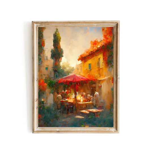 Mediterranean Vintage Oil Painting of Tuscany - Everything Pixel