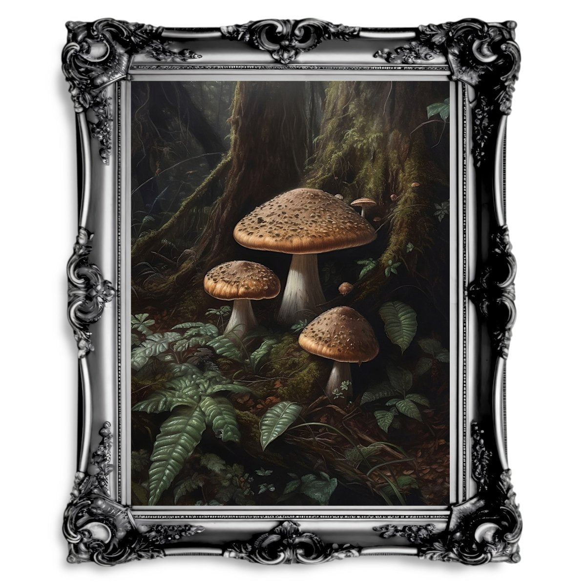 Mushrooms in Woodland Wall Art Dark Academia Print Goblincore - Everything Pixel
