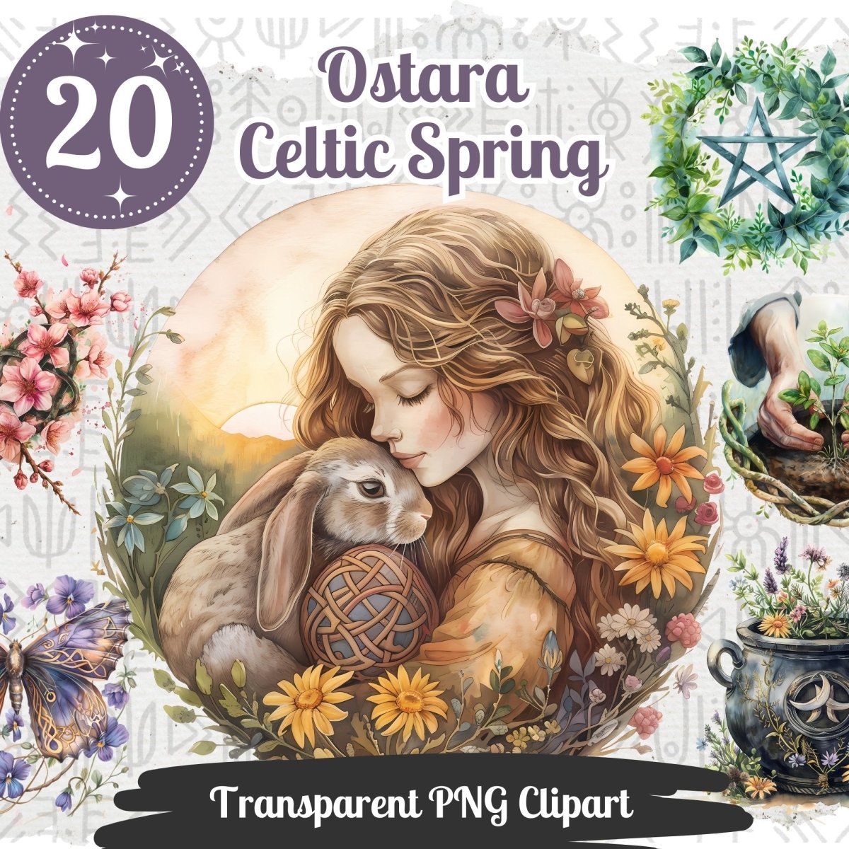 Ostara Celtic Spring - 20 Transparent Easter Clipart Set - Everything Pixel