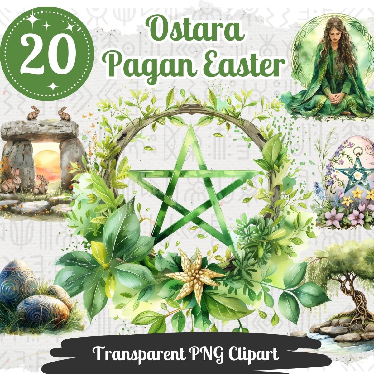 Ostara Pagan Spring - 20 Transparent Easter Clipart Set - Everything Pixel