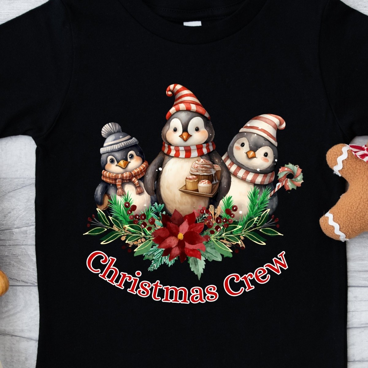 Penguin Christmas Crew T-Shirt - High Quality Festive Family Children T-Shirt, Family Reunion Tee, Holiday Shirt, Toddler Christmas Tee - Everything Pixel