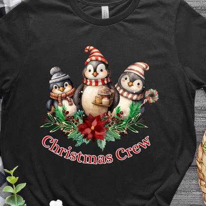 Penguin Christmas Crew T-Shirt - High Quality Festive Family Unisex T-Shirt, Family Reunion Tee, Holiday Shirt, Christmas Vacation Tee - Everything Pixel