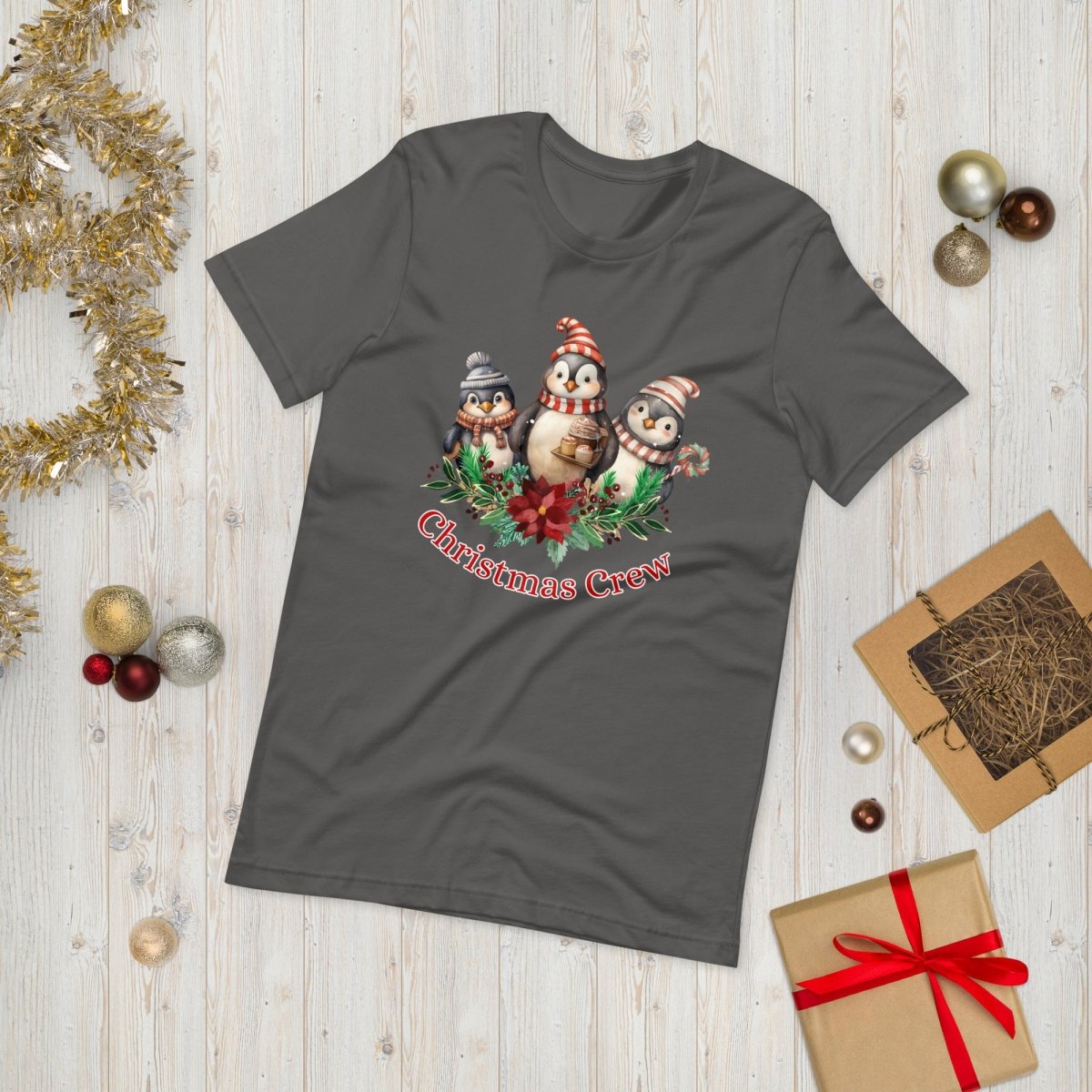 Penguin Christmas Crew T-Shirt - High Quality Festive Family Unisex T-Shirt, Family Reunion Tee, Holiday Shirt, Christmas Vacation Tee - Everything Pixel