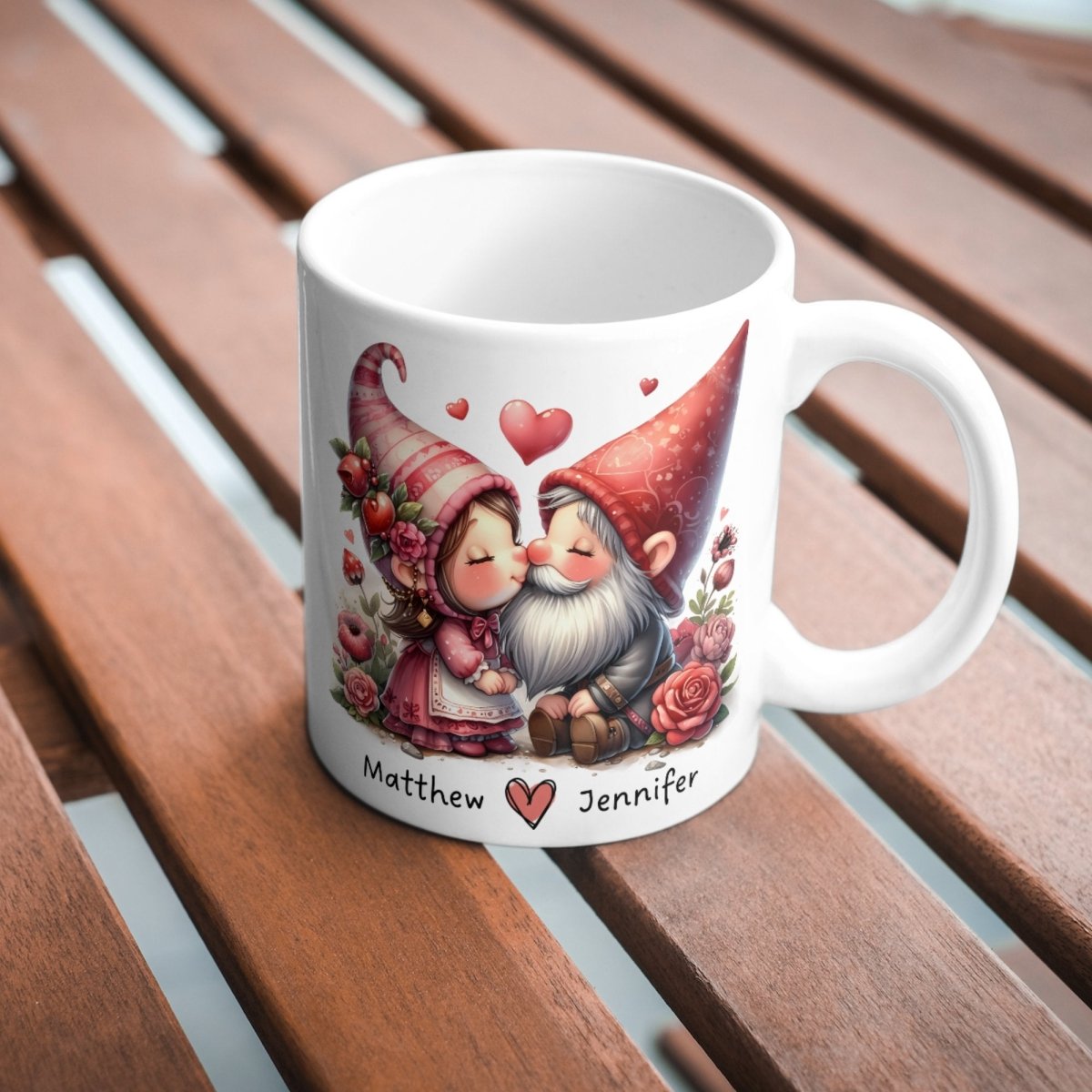 Personalized Couple Mug Custom Valentines Day Gnome Lovers Mug Gift for Couple Gift for Him and Her Cute Custom Name Anniversary Gift - Everything Pixel