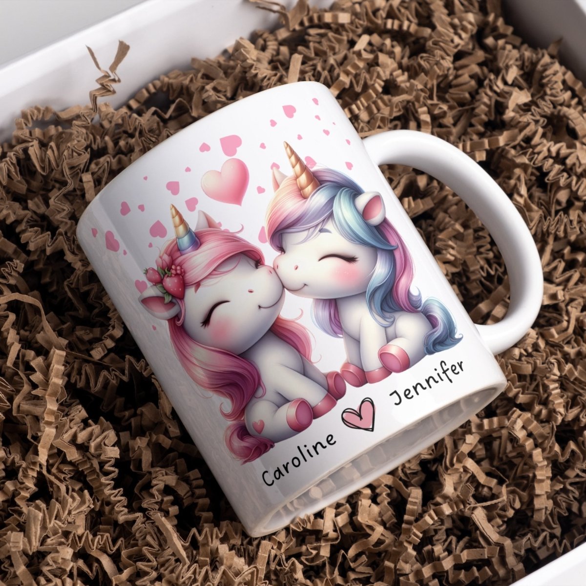 Personalized Couple Mug Custom Valentines Day Unicorn Lovers Mug Gift for Couple Gift for Her and Her Cute Custom Name Anniversary Gift - Everything Pixel