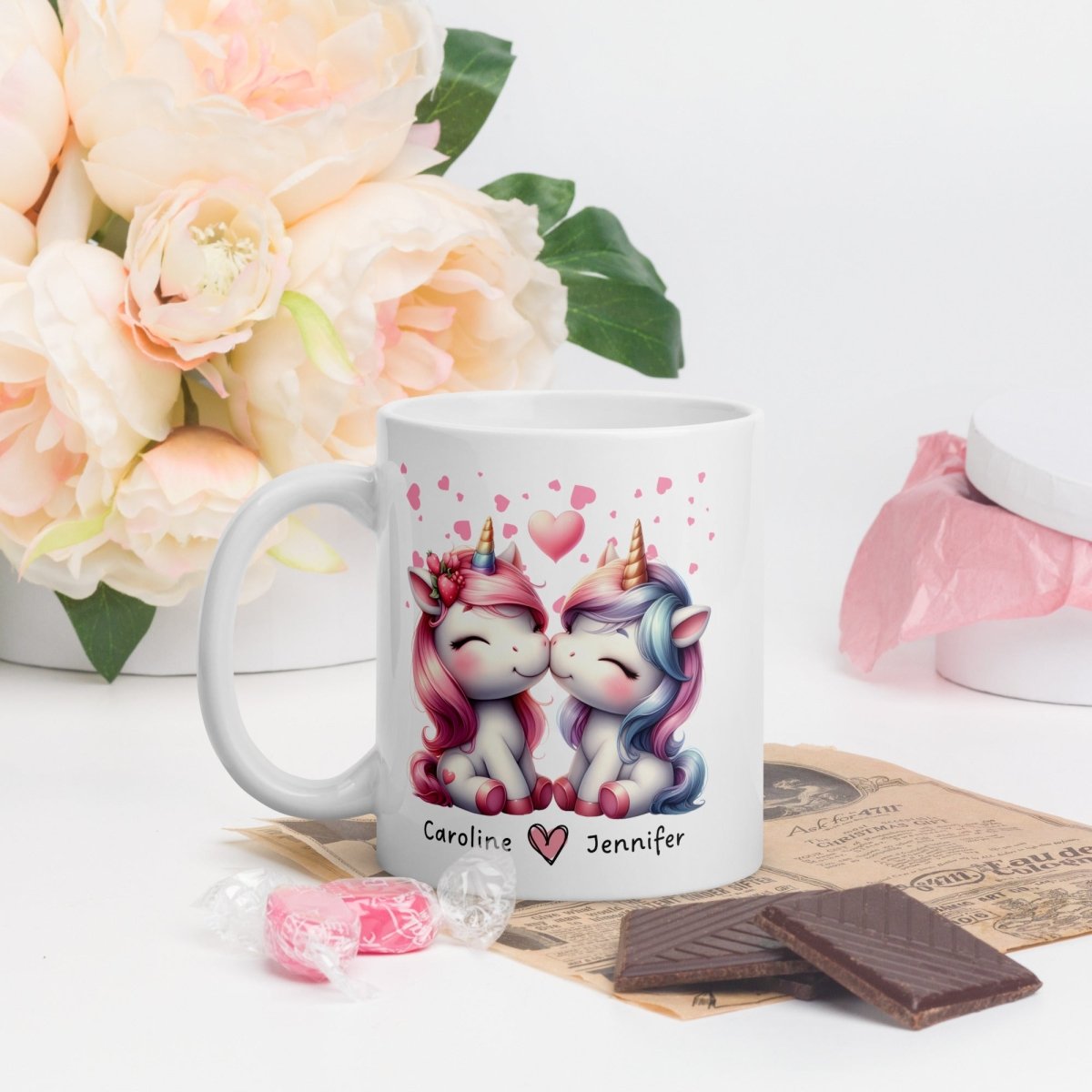 Personalized Couple Mug Custom Valentines Day Unicorn Lovers Mug Gift for Couple Gift for Her and Her Cute Custom Name Anniversary Gift - Everything Pixel